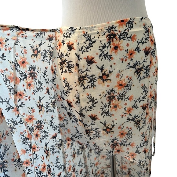 Free people Floral Maxi Skirt - Cream and Black, peach in size 8 - Picture 2 of 16